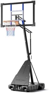 Asbest Adjustable Basketball Hoop Outdoor 10FT with 44/48 Inch Backboard, Portable Basketball Hoops & Goals Outdoor with Stepless Crank, for Youth Adults Kids