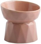 KUTKUT Ceramic Cat Bowl Anti Vomiting, Raised-Cat Food Or Water Bowl For Cats & Small Dogs, Ceramic Food Bowl For Protecting Spine, Backflow Prevention Dishwasher Safe (Khaki) - 15 X 12 X 12 Cm