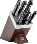 ZWILLING Gourmet Self-Sharpening Knife Block, 7 Pieces, Special Stainless Steel, Made in Germany, Brown
