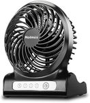 HOLMES 4" Personal Fan, Rechargeable Battery, 3 Speed Settings, Lightweight, Compact and Portable, Adjutstable Head, Home and Office, USB Cable, Black Finish