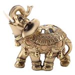 Feng Shui Elephant Statue, 13.5x6x14cm Golden Collectible Wealth Lucky Elephant Figurine Perfect for Home Office Decoration (Large)