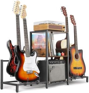 Guitar Stand for Acoustic, Electric Guitar, Bass, 4-Tier Guitar Stand Floor for Multiple Guitars, Adjustable Guitar Amp Stand for Amp, Guitar Accessories, Vinyl Record, Guitar Holder Display for Room Home Studio
