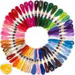 Gerhannery 50 Skeins Embroidery Thread Random Colors Cotton Embroidery Floss Friendship Bracelets Floss with 10 Pieces Floss Bobbins for Knitting Cross Stitch Project (50 Skeins)