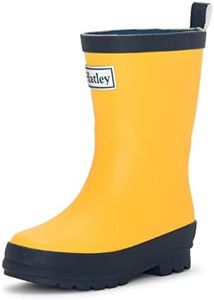 Hatley Unisex-Child Solid Rain Boots, Yellow & Navy, 6 Toddler