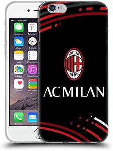 Head Case Designs Officially Licensed AC Milan Curved Crest Patterns Soft Gel Case Compatible with Apple iPhone 6 / iPhone 6s