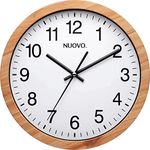 NUOVO 10" Wood Grain Round Wall Clock Silent and Not Tickling Vintage Wall Clock for Living Room Bedroom Kitchen (26cm / 10")