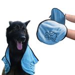 Mo's Pet Towel for Dogs, Cats | Medium Quick Drying Towel with Hand Pockets for Wet Handling and Grip is Perfect | 70 * 27.5 cm|Suitable for Small & Medium Breeds|Super Absorbent,Quick-Drying| Blue