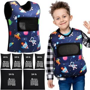 Janmercy Weighted Vest for Kids Adjustable Breathable Compression Vest for Autism Sensory Hyperactivity Mood Processing Issue, Dark Blue