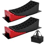 KATSU Tools 2 Pack Camper Levelers RV Caravan Levelling Ramps Blocks 13.5 Ton Capacity Heavy Duty for Motorhome Van Trailer, Includes 2 Rubber Mats, 2 Curved Levelers, 2 Wheel Chocks and Carry Bag