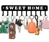 WIPHANY Metal Key Holder Hanger Wall Mounted Hooks Organizer Hanger Rack Wall Mounted for Home Entryway Hallway Office Matte Black 10 Hooks Sweet Home