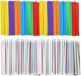 ALINK 1000 Count Assorted Colored Drinking Straws, Individually Wrapped Plastic Disposable Straws - 7.75" x 0.23"