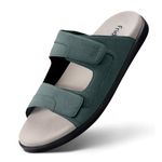 Frido Comfort Dual Strap Sandals for Men with Bounce Back Cushioned Footbed, Zero Drop Sole for Arch Support Pain Relief, Lightweight Anti-Skid, Adjustable Velcro Casual Sandals, Olive Green (8 UK)