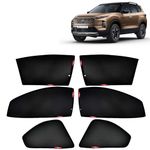 KINGSWAY® Fix Type Z-Black Side Curtains Sunshades for Car Compatible with Tata Safari (2023 Onwards) - Enhanced Sun Protection & Privacy, Half Cut in Front Window, Complete Set of 6 Piece