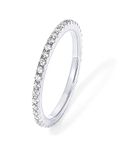 PAVOI 14K Gold Plated Sterling Silver CZ Simulated Diamond Stackable Ring Eternity Bands for Women (White Gold, Size 9)