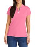 Nautica Women's 3-Button Short Sleeve Breathable 100% Cotton Polo Shirt, Pink, XS