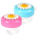 Cinvo Pack of 2 Bike Bells Kids Bicycle Ring Bell Loud Crisp Clear Sound Safe Cycling Aluminum Warning Scooter Tricycles Bell Flower Design for Kids Adults (Pink White and Blue White)