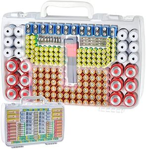 Battery Organizer Storage Holder Case with Double-Sided, Garage Box Container with Tester Checker. Batteries Keeper for 269pcs AA AAA AAAA 3A 4A 9V C D Lithium 4LR44 CR2 CR123A CR1632 CR2032 18650