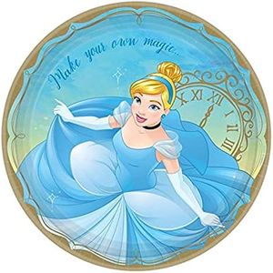 Enchanting Disney Princess Cinderella Round Paper Plates - 9" (Pack of 8) - Vibrant Multicolor Design - Perfect for Magical Themed Parties, Birthdays & Celebrations
