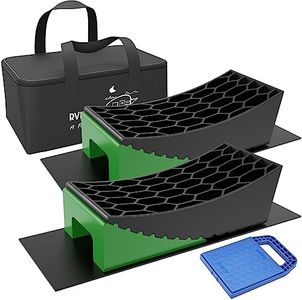 RVMATE Camper Levelers 8-Piece Kit RV Leveling Blocks Camper Wheel Chocks Including Two Curved Levelers, Two Chocks, Two Rubber Grip Mats, and Bonus Jack Pad in Storage Carrying Bag