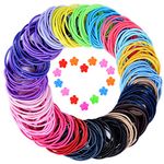 Hair Bobbles, 200Pcs Hair Ties Elastic Hair Bands Ponytail Holders for Girls Women with 15Pcs Mini Hair Clips (Multicolor)