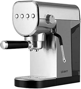 Devanti Coffee Machine, 20 Bar Barista Express Espresso Maker Pod Cafe Cup Latte Cappuccino Milk Frother Machines, with Powerful Pressure Pump Removable Drip Tray and Water Tank Stainless Steel