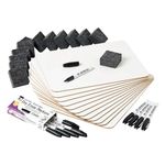 Charles Leonard Dry Erase Board Class Pack, Includes 12 Plain/Lined 2-Sided Boards, 12 Erasers and 12 Black Markers, 1 Class Pack per Box (35030)