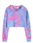 Arshiner Tie-Dye Hoodie for Kids Casual Crop Tops Sweatshirts for Girls Purple 5-6X