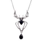 GAUEIOUR Spider Necklace Halloween Crystal Spider Pendant Necklace Punk Style Reptile Jewelry for Men and Women Dark Water Drop Gem Spider Necklace Metal Thin Chain Halloween Necklace