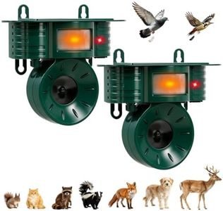 Ultrasonic Bird Deterrents for Outside, Squirrel & Pigeon & Woodpecker Repellent, Solar Powered, IP 65 Waterproof, Motion Sensor, Bird Repellent Devices Outdoor for Patio Farm Yard Orchard, 2 Pack