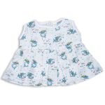 BAYBEE Organic Muslin Cloth Girls Frock for Baby | Baby Cotton Frock Sleeveless with Printed Design & Zip Lock | New Born Baby Clothes | Baby Summer Wear Girl Dress for 6-9 Months (Shark (M)