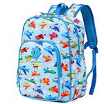 VASCHY Kids Backpack, Lightweight School Bag for Boys Girls Water Resistant Toddler Backpack with Reflective Chest Strap Children Rucksack with Bottle Pockets for Kindergarten(Blue Planes)