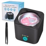 Ultrasonic Cleaner for Dentures, 45kHz Portable Professional Ultrasonic Retainer Cleaner Machine for All Dental, Retainer, Aligner, Braces, Mouth Guards, Toothbrush Head, Shaver Head, Jewelry (Black)