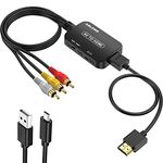 RCA to HDMI Converter,1080P AV to HDMI Adapter with RCA Cable & HDMI Cable,ABLEWE CVBS Composite to HDMI Supports PAL/NTSC for N64/Wii/NES/PS4/PS3/PS2/Xbox/Roku/VHS Tape/VCR/DVD Players/Video Camera