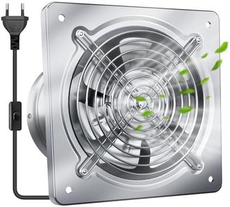 Yrichtra 200 mm Pipe Fan 980 m³/h Bathroom Fan - High Air Performance, Return Valve for Improved Air Quality, Protection Against Moisture and Heat, Ideal for Garage, Bathroom and Kitchen - Silver