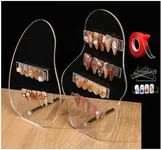Lioong 2pcs Irregular Nail Art Display Stand Set,Clear Nails Charms Display Tips Boards Nails Colors Sample Display Stand with 20pcs Nails Tips And Double Sided Tapes for Salon Nails Art Practice