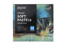 BRUSTRO Artist's Soft Pastels, Sticks - Set of 24 | Ideal for Layering, Blending, Scumbling, Vivid Colours, Intense Shades, Highly Pigmented, Fade Resistant Colors