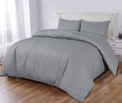 Sapphire Collection 100% Egyptian Cotton 300 Thread Count Duvet Cover With Pillow Case Bedding Set (Single, Grey)