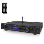 Pyle - 5 Channel Rack Mount Bluetooth Receiver, Home Theater Amp, Speaker Amplifier, Bluetooth Wireless Streaming, MP3/USB/SD/AUX/FM Radio, 200 Watt, w/Digital ID3 LCD Display from - PDA7BU.5