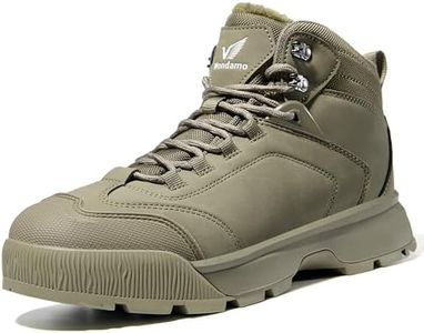Wondamo Men's Waterproof Snow Boots Insulated Toe Cap Cold Weather Shoes Non-slip Lightweight Winter Boots, Olive Khaki, 10.5 US