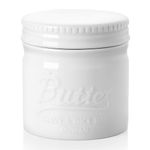 DOWAN Porcelain Butter Keeper Crock, French Butter Dish with Lid, Embossed Butter Container for Soft Butter, Big Capacity & Humanized Water Line, White
