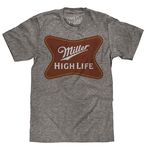 Tee Luv Men's Miller High Life Beer Logo Shirt, Graphite Snow Heather, S