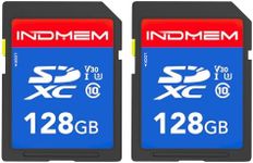 INDMEM 128GB SD Card 2pack, High Speed up to 90M/S SDXC UHS-I Memory Card, C10, U3, V30, Full HD & 4K Video Compatible with Digital Camera, Canon Nikon Sony Pentax Kodak