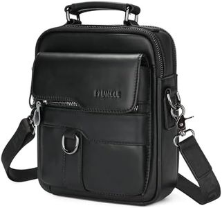 BAIGIO Men's Genuine Leather Shoulder Bag Messenger Briefcase CrossBody Handbag Satchel Travel bag (Black -2)