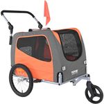 VEVOR Dog Bike Trailer, Supports up to 66 lbs, 2-in-1 Pet Stroller Cart Bicycle Carrier, Easy Folding Cart Frame with Quick Release Wheels, Universal Bicycle Coupler, Reflectors, Flag, Orange/Gray