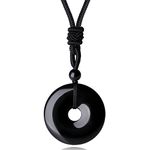 MAIBAOTA Black Obsidian Healing Crystal Necklace for Men Women Adjustable Rope Natural Stone Pendant Necklaces Lucky Amulet Gemstone Jewelry Mens