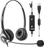 USB headset with microphone, noise cancelling stereo PC headphones for laptop, computer, softphone, Skype, webinars, office, shop, call centres, audio control, clear chat, ultra comfort.