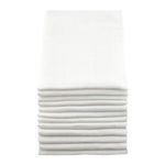MuslinZ Baby Muslin Squares Burp Cloths 12 Pack White, 100% Pure Cotton, 70cms, Baby Essential, Soft Breathable and Absorbent