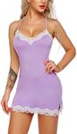 Avidlove Sexy Nighties For Women Lingerie Slips Sexy Sleepwear Lace Mini Babydoll(Light Purple,M)