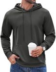 COOFANDY Men's Hoodie Pullover Long Sleeve Casual Hoodies Drawstring Hooded Sweatshirt with Pocket Dark Grey