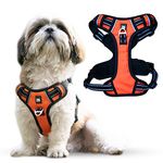 Pawstop Dog Harness Dog Belt No-Pull Dog Harness with 2 Leash Clip Dog Belt Dogs Chest Belt for Dogs Dog Belt for Large Dogs, Medium Dogs, Small Dogs Dog Harness for Puppy -Orange Medium